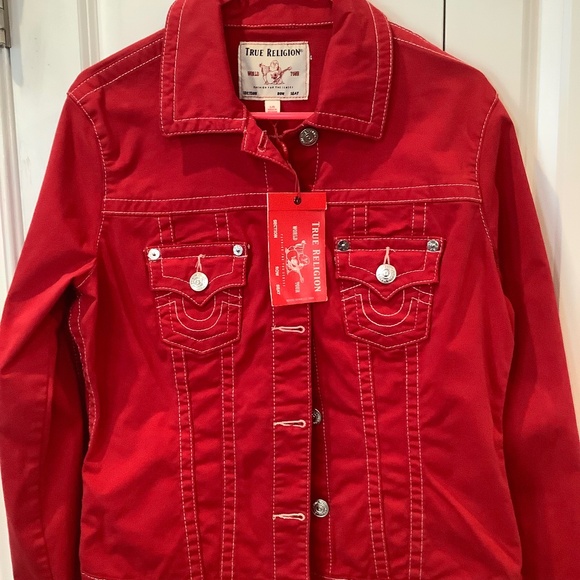 True Religion Cropped Denim Trucker Jacket - L - Picture 4 of 6